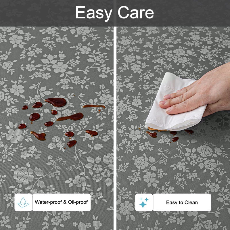 Smiry Round Table Cloth, Waterproof Heavy Duty Vinyl Tablecloths, Wipeable Washable Table Cover for Kitchen and Dining Room (Grey, 60" Round) - Image 3